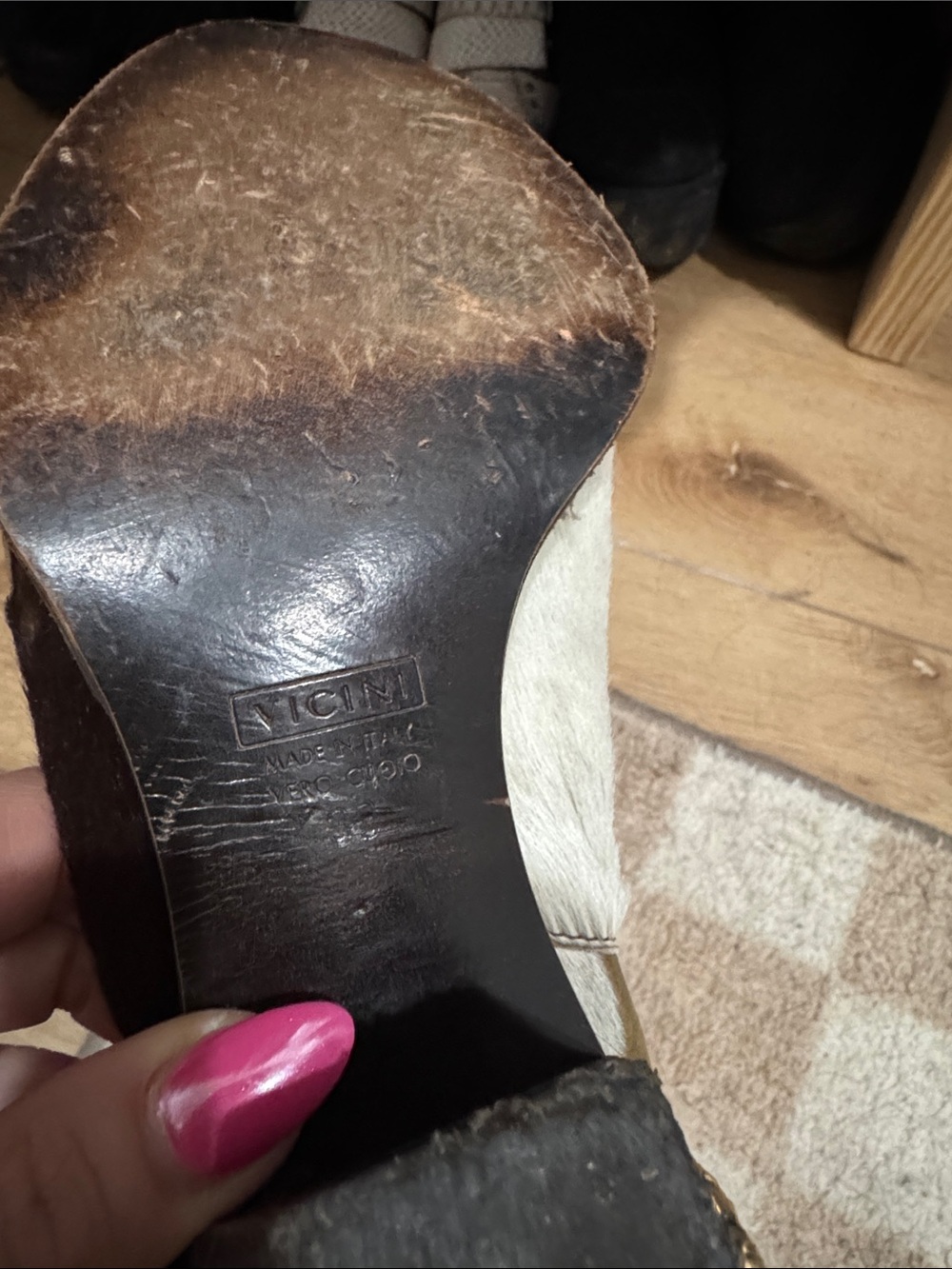 Gold-Embellished Cowhide Ankle Booties with Tribal Medallion vintage *price firm - Picture 6 of 7